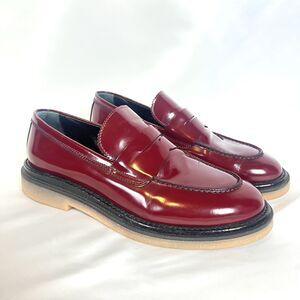 AGL Burgundy Patent Leather Y2K Penny Loafers Women’s EU 37.5 Made in Italy